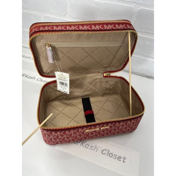Michael Kors Jet Set Double Zipper Travel Case Chili Multi - Picture 10 of 11